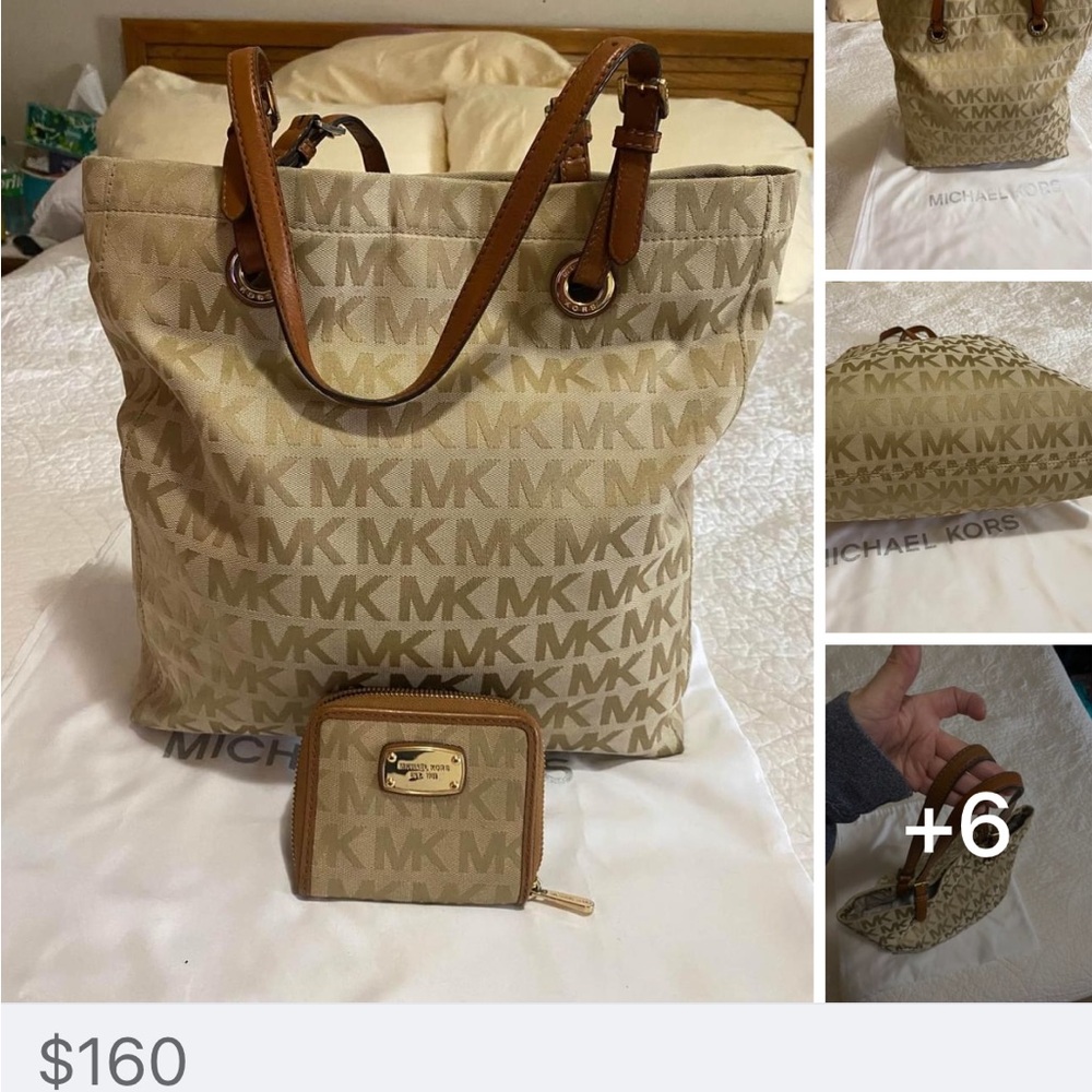 Michael Kors tote purse with matching wallet and dust bag